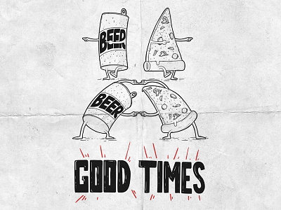 Good Times beer character design draw drawing food funny graphics illustration pizza vector