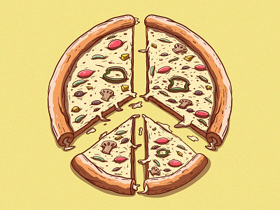 Peace Pizza character colors design draw food funny graphic lettering shirt tee vector work