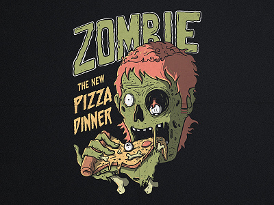 Zombie Pizza character colors design draw food funny graphic lettering shirt tee vector work