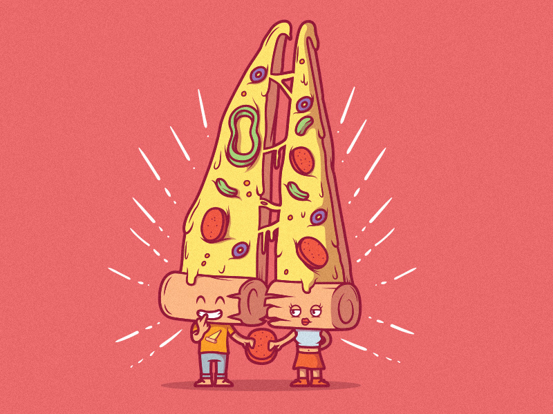 Share a Slice animation web icon cartoon style food art poster branding logo illustration work comics cool inspiration graphic design colors character vector