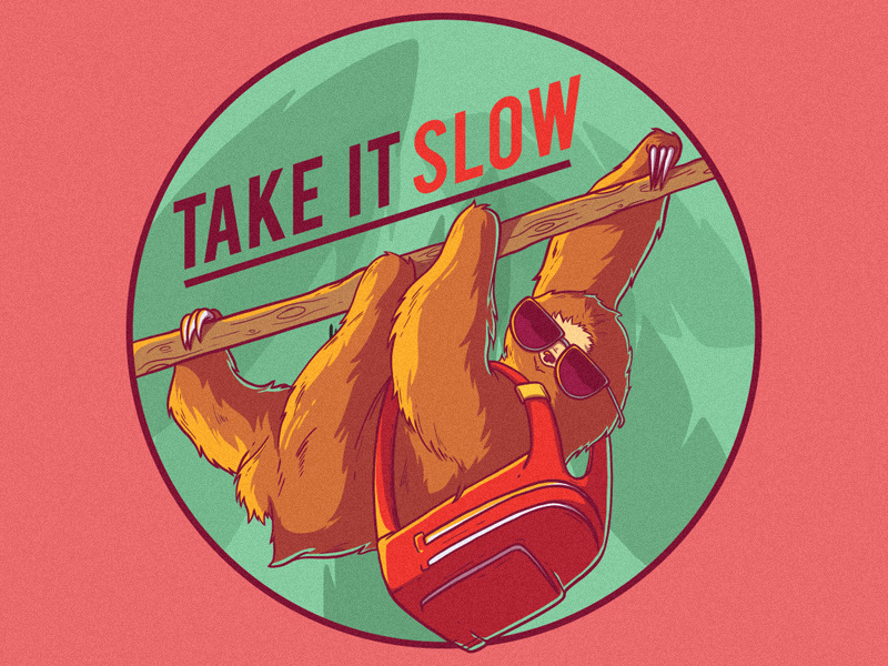 Take It Slow animal icon branding cartoon logo style tee work comics cool poster inspiration funny graphic shirt design colors character vector illustration