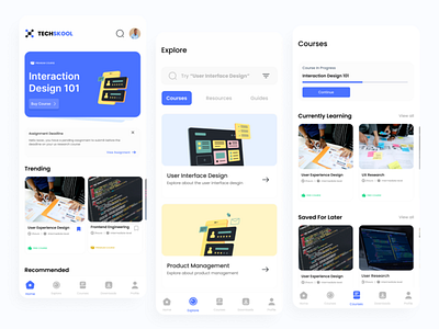 TECHSKOOL | Online Learning App app design education mobile app product design tech ui ux