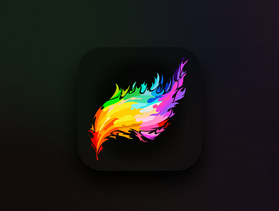 Procreate App Icon dark app app icon art color colors create feather flames flight illustration inspiration make paints passion pheonix procreate rebound vector