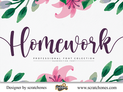 Homework | Script-Handwriting Font branding brush font calligraphy dafont design download font elegant free font hand writing handwriting handwritten illustration invitation logo romantic font scratchones scratchones.com script wedding font written font