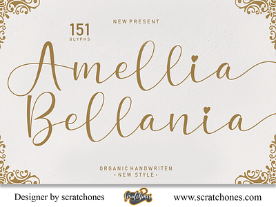 Amellia Bellania | Script-Handwriting Font branding brush font calligraphy dafont design download font free font hand writing handwriting handwritten illustration logo romantic font scratchones scratchones.com script vector wedding font