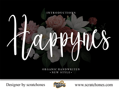 Happynes | Script-Handwriting Font branding brush font calligraphy dafont design download font free font hand writing handwriting handwritten illustration logo romantic font scratchones scratchones.com script vector wedding font