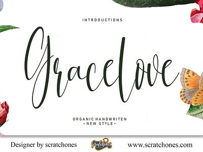 Gracelove | Script-Handwriting Font branding brush font calligraphy dafont design download font free font hand writing handwriting handwritten illustration logo romantic font scratchones scratchones.com script vector wedding font