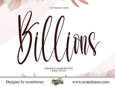 Billions | Script-Handwriting Font branding brush font calligraphy dafont design download font free font hand writing handwriting handwritten illustration logo romantic font scratchones scratchones.com script vector wedding font