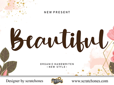 Beautiful | Script-Handwriting Font branding brush font calligraphy dafont design download font free font hand writing handwriting handwritten illustration logo romantic font scratchones scratchones.com script vector wedding font