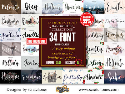 Big Bundles Font Collections | Creative Font-handwrititen branding brush font calligraphy dafont design download font free font hand writing handwriting handwritten illustration logo romantic font scratchones scratchones.com script vector wedding font