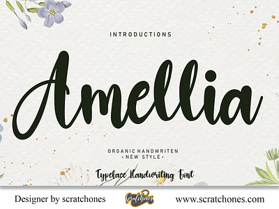 Amellia | Script-Handwriting Font branding brush font calligraphy dafont design download font free font hand writing handwriting handwritten illustration logo romantic font scratchones scratchones.com script vector wedding font