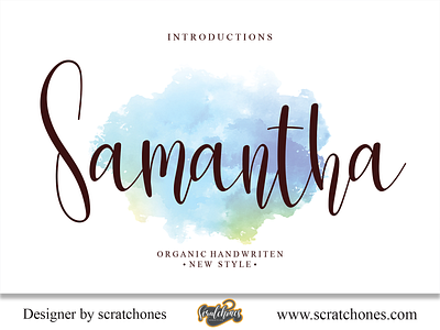 Samantha | Script-Handwriting Font branding brush font calligraphy dafont design download font free font hand writing handwriting handwritten illustration logo romantic font scratchones scratchones.com script vector wedding font