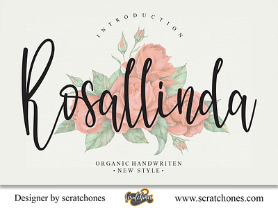 Rosallinda | Script-Handwriting Font branding brush font calligraphy dafont design download font free font hand writing handwriting handwritten illustration logo romantic font scratchones scratchones.com script vector wedding font