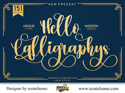 Hello Calligraphys | Script-Handwriting Font branding brush font calligraphy dafont design download font free font hand writing handwriting handwritten illustration logo romantic font scratchones scratchones.com script ui ux vector wedding font