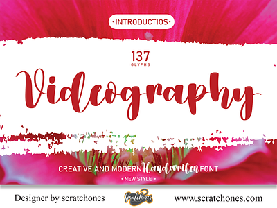 Videography | Script-Handwriting Font branding brush font calligraphy dafont design download font free font hand writing handwriting handwritten illustration logo romantic font scratchones scratchones.com script ui ux vector wedding font