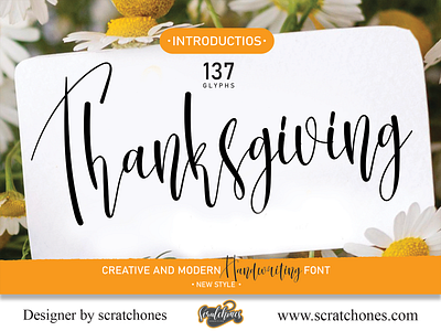 Thanksgiving | Script-Handwriting Font branding brush font calligraphy dafont design download font free font hand writing handwriting handwritten illustration logo romantic font scratchones scratchones.com script ui ux vector wedding font