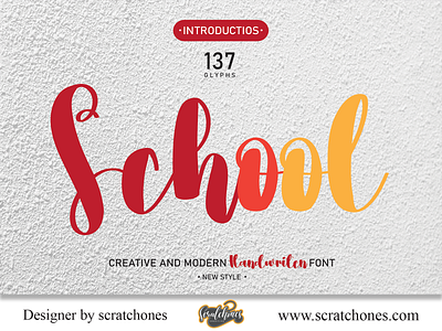 School | Script-Handwriting Font branding brush font calligraphy dafont design download font free font hand writing handwriting handwritten illustration logo romantic font scratchones scratchones.com script ui ux vector wedding font