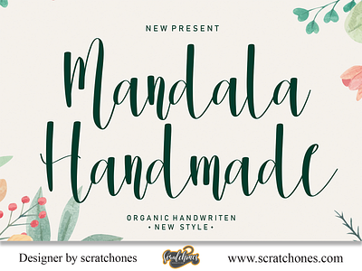 Mandala Handmade | Script-Handwriting Font branding brush font calligraphy dafont design download font free font hand writing handwriting handwritten illustration logo romantic font scratchones scratchones.com script ui ux vector wedding font