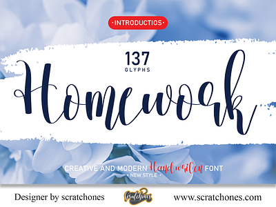 Homework | Script-Handwriting Font branding brush font calligraphy dafont design download font free font hand writing handwriting handwritten illustration logo romantic font scratchones scratchones.com script ui ux vector wedding font