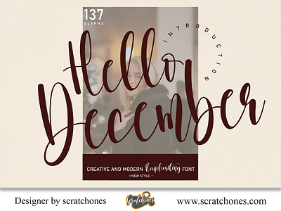 Hello December | Script-Handwriting Font branding brush font calligraphy dafont design download font free font hand writing handwriting handwritten illustration logo romantic font scratchones scratchones.com script ui ux vector wedding font