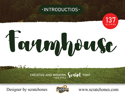 Farmhouse | Script-Handwriting Font branding brush font calligraphy dafont design download font free font hand writing handwriting handwritten illustration logo romantic font scratchones scratchones.com script ui ux vector wedding font