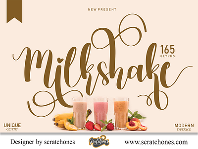 Milkshake | Script-Handwriting Font branding brush font calligraphy dafont design download font free font hand writing handwriting handwritten illustration logo romantic font scratchones scratchones.com script vector wedding font