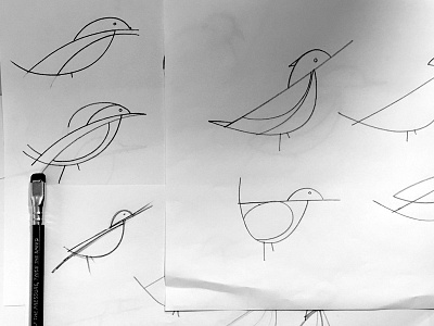 Bird sketches lines logotype pencil simple