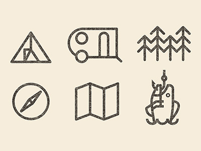 Kinloch Icons camping hiking icons identity illustration logotype simple lines stamp