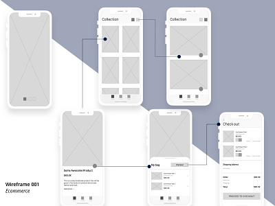 Product Collection Ecommerce Wireframes app app design ecommerce design flows ios iphone x layoutdesign mobile app wireframe wireframe design