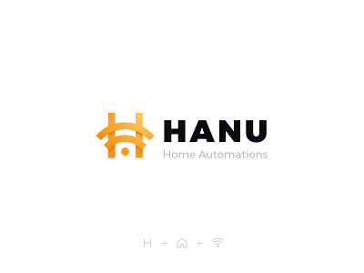 HANU - Home Automation Logo v1 automation brand design home icon illustrator logo logotype mobile app sketch ui vector