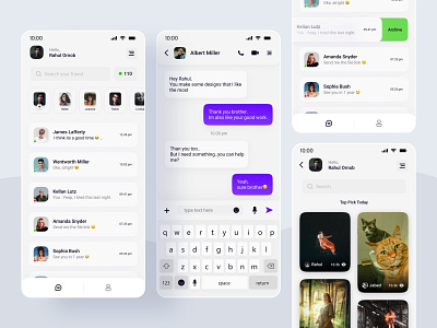 Messenger Chat App UI Redesign chat app cllean ui communication app messaging app minimal ui mobile app social ui ui interface user interface ux