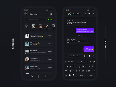 Messenger Chat App UI Redesign (Dark)