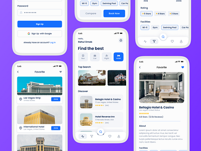 Travel and Hotel Booking App Design creative user interface