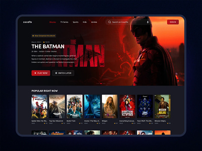 Cocaflix- Online Video Streaming Platform designm home page landing page netflix streaming platform ui user interface ux video host video hosting video service video streaming web ui