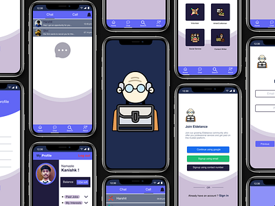 ELDELANCE - Job finding app for senior citizens branding design designsprint figma logo ui ui design uiux ux ux design