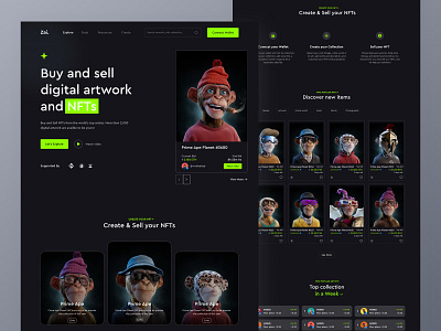 NFTs marketplace landing page ui design aesthetic design figma nfts nfts web design ui uidesign uiux web design