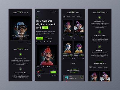 NFTs mobile landing page ux/ui design