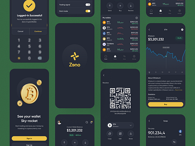 Zeno cryptocurrency wallet app crypto cryptocurrency figma graphic design ui uidesign uiux uxui