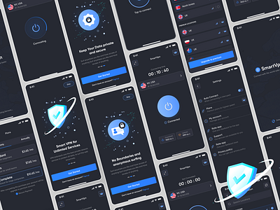 Smart VPN app UX/UI design app design logo onboarding saas security app ui designer uidesign uxui vpn vpn app web design