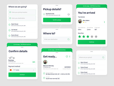 Components set - ride sharing app