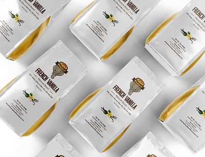 French Vanilla Flavoured Coffee Packaging Design adobe photoshop coffee coffee label coffee packing coffee sticker graphics deisgn packaging design pouch packaging product packaging