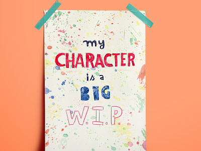My character is a big WIP handlettering illustration quote quote lettering