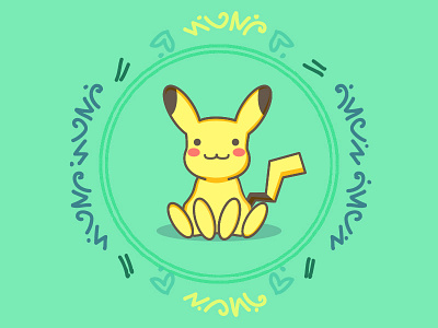 Pikawaii flat illustration kawaii pikachu pokemon vector