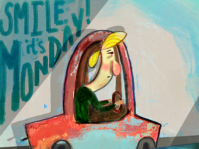 Smile, It's Monday digital painting editorial illustration monday watercolor