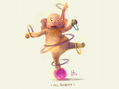 All Rounder all rounder childrens book illustration digital art elephant hula hoop illustration