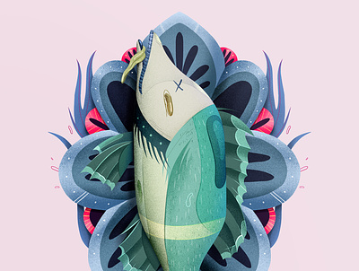 Beauty Dead adobe art blue design fish fishing illustrator pink procreate