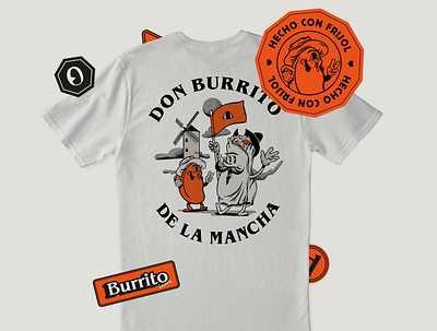 DON BURRITO DE LA MANCHA adobe bean book burrito design food illustration love procreate product design quijote t shirt tags typography