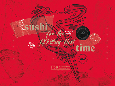 sushi nightmare adobe photoshop dellivery food illustration procreate shushi snakes sticks