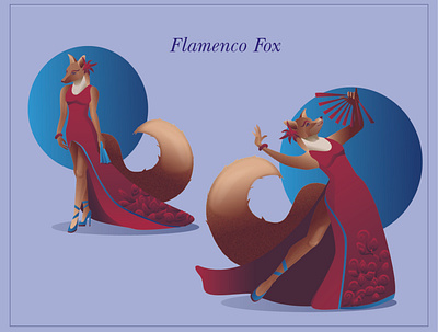Flamenco Fox dance flamenco fox illustration vector