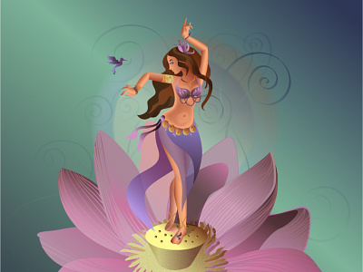 The Lotus Dance blossom dance fairy fairytales fantasy fantasy art girl illustration lady lotus lotus flower vector